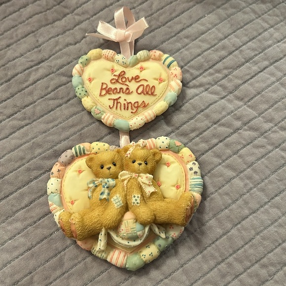 Cherished Teddies- Bears with Bows Double Heart Plaque - Picture 4 of 5